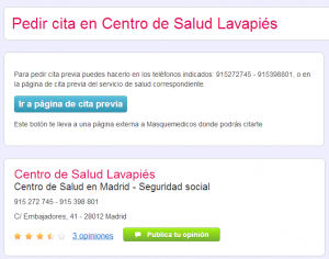 Cita previa Centro de salud Lavapiés